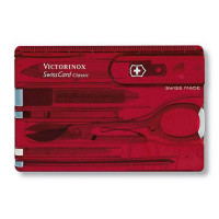 Швейцарская карточка Victorinox SwissCard Classic, 10 функций, корпус из красного полупрозрачного пластика