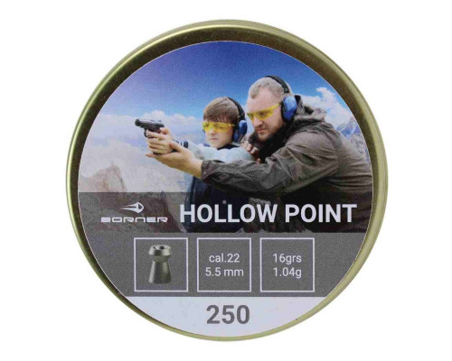 Пули Borner Hollow Point 5,5 мм, 1,04 грамм, 250 штук